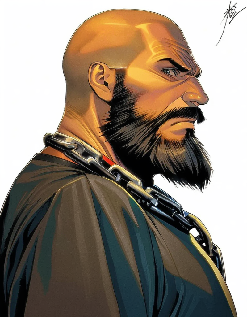 75793-2414232892-masterpiece, best quality, _lora_style61-a31-000015_1_,1boy, solo, male focus, facial hair, beard, bald, chain, signature, black.png